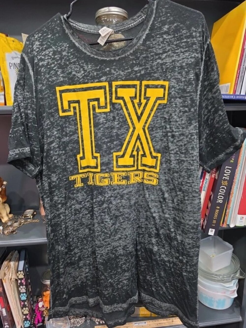 TX Tigers L Black Gold Burnout Super Soft TShirt Tee Ladies